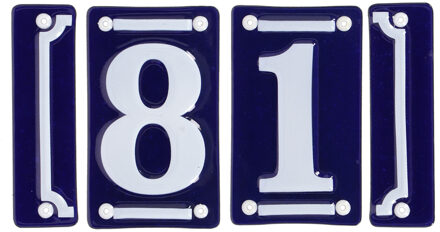 Best for Boots huisnummer 81 - met sierrand - Oudhollands - emaille - blauw/wit