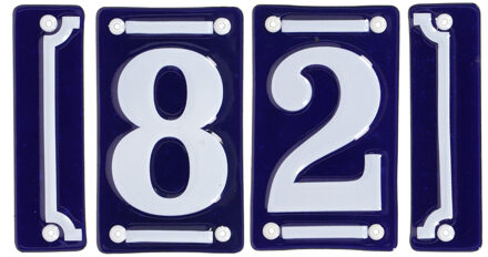 Best for Boots huisnummer 82 - met sierrand - Oudhollands - emaille - blauw/wit