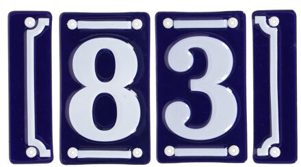 Best for Boots huisnummer 83 - met sierrand - Oudhollands - emaille - blauw/wit