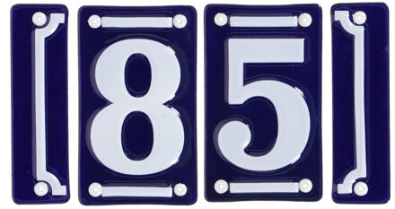 Best for Boots huisnummer 85 - met sierrand - Oudhollands - emaille - blauw/wit