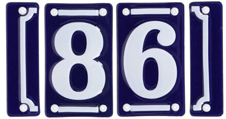 Best for Boots huisnummer 86 - met sierrand - Oudhollands - emaille - blauw/wit