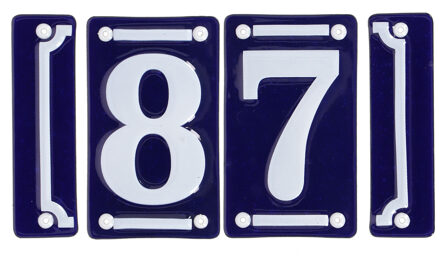 Best for Boots huisnummer 87 - met sierrand - Oudhollands - emaille - blauw/wit