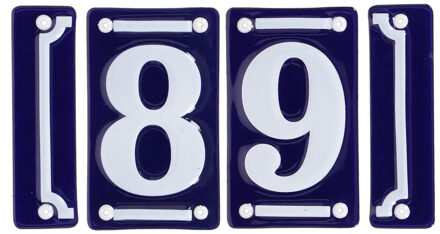 Best for Boots huisnummer 89 - met sierrand - Oudhollands - emaille - blauw/wit