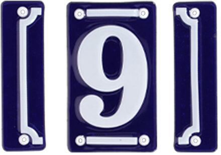 Best for Boots huisnummer 9 - met sierrand - Oudhollands - emaille - blauw/wit