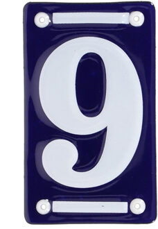Best for Boots Huisnummer 9 - oudhollands - emaille - 9 x 12 cm - blauw/wit - nummer bordje