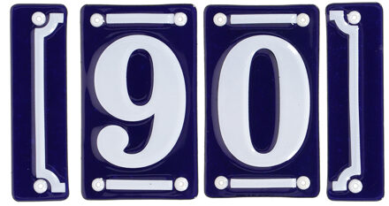 Best for Boots huisnummer 90 - met sierrand - Oudhollands - emaille - blauw/wit