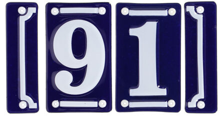 Best for Boots huisnummer 91 - met sierrand - Oudhollands - emaille - blauw/wit