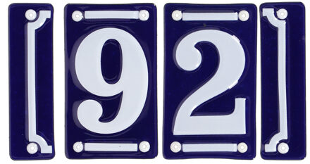 Best for Boots huisnummer 92 - met sierrand - Oudhollands - emaille - blauw/wit