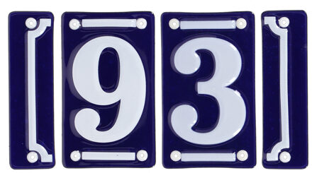 Best for Boots huisnummer 93 - met sierrand - Oudhollands - emaille - blauw/wit