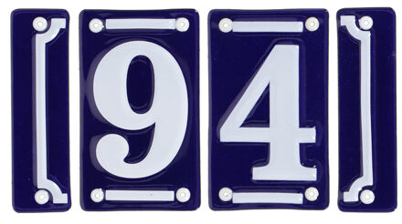 Best for Boots huisnummer 94 - met sierrand - Oudhollands - emaille - blauw/wit