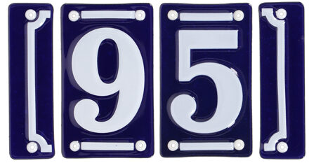 Best for Boots huisnummer 95 - met sierrand - Oudhollands - emaille - blauw/wit