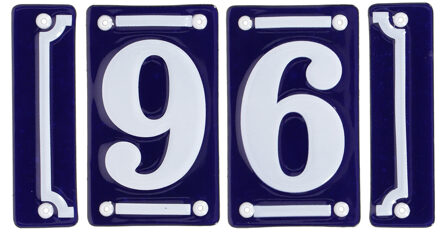 Best for Boots huisnummer 96 - met sierrand - Oudhollands - emaille - blauw/wit