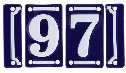 Best for Boots huisnummer 97 - met sierrand - Oudhollands - emaille - blauw/wit