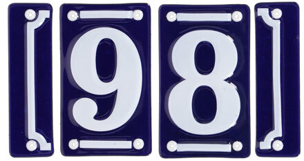 Best for Boots huisnummer 98 - met sierrand - Oudhollands - emaille - blauw/wit