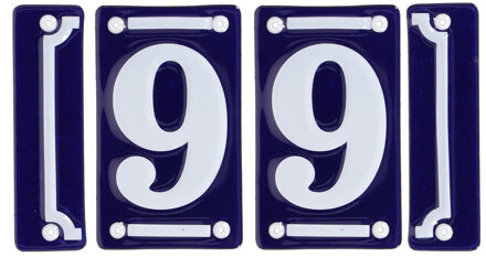 Best for Boots huisnummer 99 - met sierrand - Oudhollands - emaille - blauw/wit