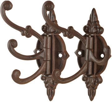 Best for Boots Wandplaat - 2x - met 3 haken - 23 cm - gietijzer - wand kapstok