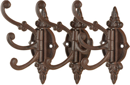 Best for Boots Wandplaat - 6x - met 3 haken - 23 cm - gietijzer - wand kapstok