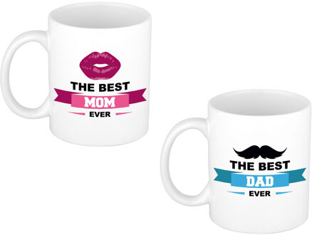 Best mom and dad ever mok / beker wit - cadeau papa en mama - feest mokken Multikleur