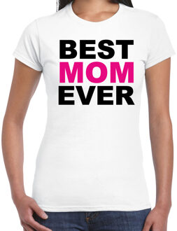 Best mom ever t-shirt wit voor dames - moederdag cadeau shirt mama L