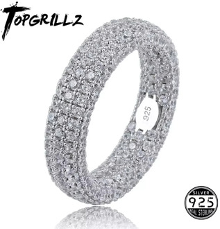 Best Quality 925 Sterling Silver Stamp Ring Full Iced Out Cubic Zirconia Mens Women Engagement Rings Charm Jewelry For Gifts