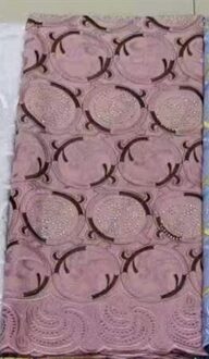 Best Selling Bourgondië Afrikaanse Franse Wax Lace Stof Kralen Nigeriaanse George Kant Stof Voor Wedding Party licht roze