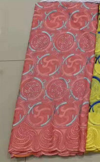 Best Selling Bourgondië Afrikaanse Franse Wax Lace Stof Kralen Nigeriaanse George Kant Stof Voor Wedding Party oranje