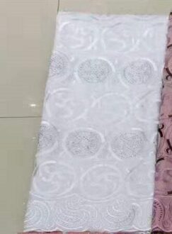 Best Selling Bourgondië Afrikaanse Franse Wax Lace Stof Kralen Nigeriaanse George Kant Stof Voor Wedding Party wit