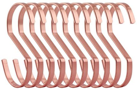 BEST10-Pack 4 Inch Rose Gold Verchroomd Staal Opknoping Platte Haken-S Vormige Haak Zware S Haken, voor Keukengerei, Potten, U