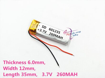 Beste Batterij 3.7V Lithium Polymeer Batterij 601235 061235 260Mah Voor Diy Mp3 Gps Psp Bluetooth Hoofdtelefoon BC31 V5.0
