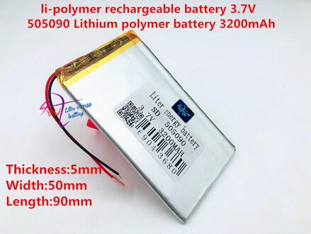 Beste batterij Maat 505090 3.7 V 3200 mah lithium-polymeer Batterij Met Bescherming Boord Voor MP3 MP4 GPS Digitale producten