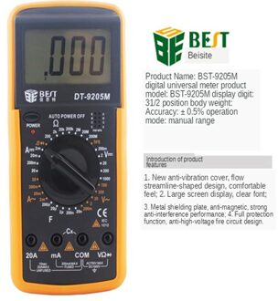 Beste BST-9205M Groot Scherm Digitale Multimeter Met Probe DT9205A