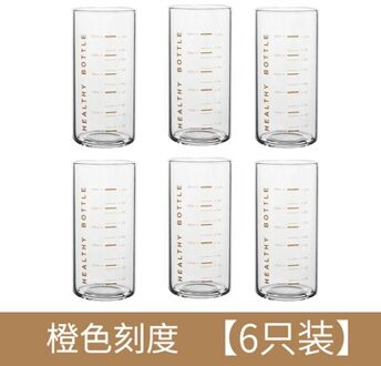 Beste Glazen Maatbeker Drinken Mok Warmte En Koude Bestendig Keuken Bakken Vruchtensap Melk Water Schaal Cup Accessoires Tool 6 stk oranje