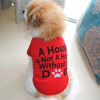 Beste Hond Minnaar Katoen Zomer Shirt Kleine Hond Kat Pet Kleding Vest T-shirt Mode Katoen Camisetas Para perros rood / L