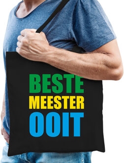 Beste meester ooit cadeau / cadeau tas zwart heren voor leraar / leerkracht / onderwijzer - Feest Boodschappentassen