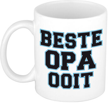 Beste opa ooit cadeau mok / beker wit en blauw - verjaardag / bedankt kado opa - feest mokken