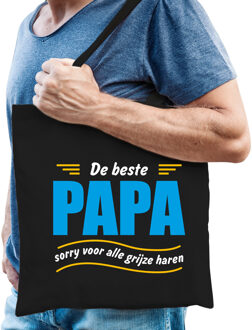 Beste papa kado tas voor verjaardag / vaderdag zwart voor heren - Feest Boodschappentassen