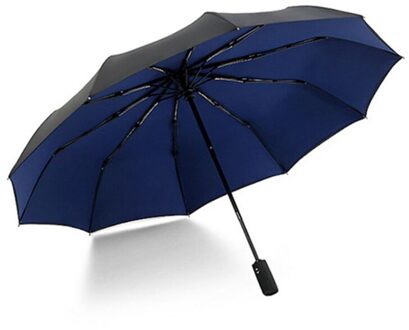 Beste Volautomatische Oversize Versterkte Paraplu Drie Vouwen Mannelijke Vrouwelijke Parasol Paraplu Regen Vrouwen Winddicht Business Umbrel blauw