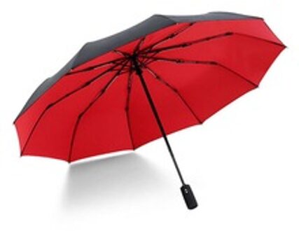 Beste Volautomatische Oversize Versterkte Paraplu Drie Vouwen Mannelijke Vrouwelijke Parasol Paraplu Regen Vrouwen Winddicht Business Umbrel rood