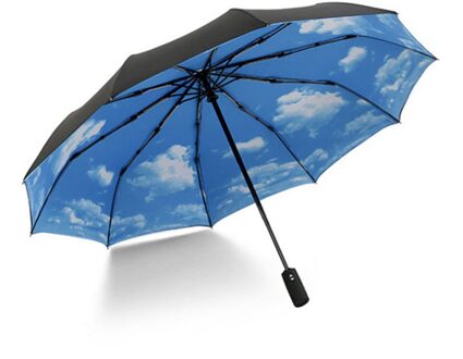 Beste Volautomatische Oversize Versterkte Paraplu Drie Vouwen Mannelijke Vrouwelijke Parasol Paraplu Regen Vrouwen Winddicht Business Umbrel wit