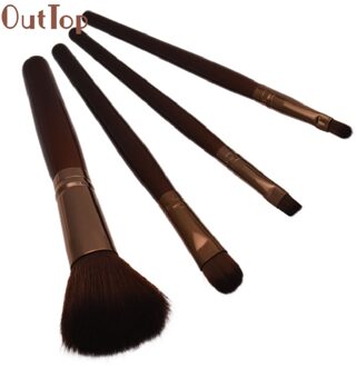 Beste Vrouwen Professionele 4 pcs Makeup Brush Set gereedschap Comestic Toilettas Kit Wol Make Up Brush Set voor beauty #30 1109