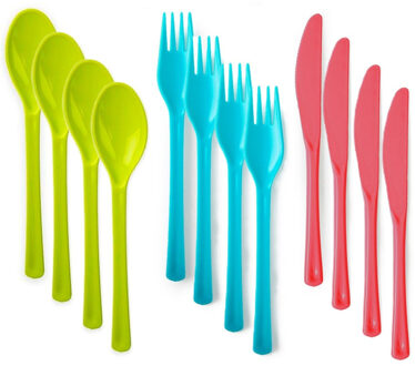 Bestek van kunststof - 24x - herbruikbaar plastic - 19 cm - BBQ / Verjaardag / Camping / Party
