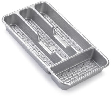 Bestekbak - 4-vaks - grijs - 33 x 18 x 4 cm - bestekhouders