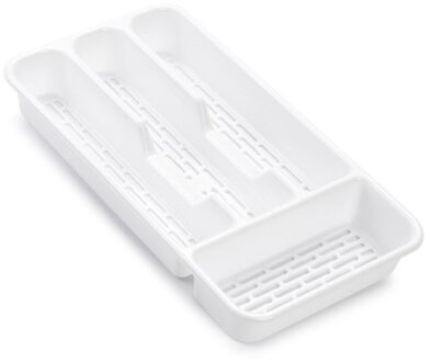 Bestekbak - 4-vaks - wit - 33 x 18 x 4 cm - bestekhouders