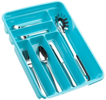 Bestekbak - 6-vaks - blauw - 40 x 30 x 7 cm - bestekhouder