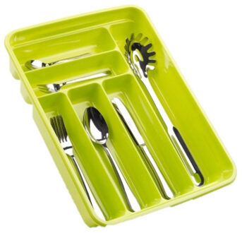 Bestekbak - 6-vaks - lime groen - 40 x 30 x 7 cm - bestekhouder