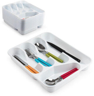 bestekbak - bestekhouders - 2x stuks - 5 vaks - wit - 27 x 34 x 5 cm - keuken