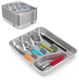 bestekbak - bestekhouders - 2x stuks - 5 vaks - zilver - 27 x 34 x 5 cm - keuken