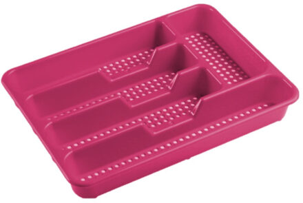 Bestekbak/bestekhouders 5-vaks fuchsia roze 34 x 25 x 4 cm - Bestekbakken