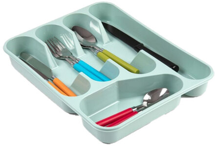 Bestekbak - bestekhouders - 5-vaks - mintgroen - 27 x 34 x 5 cm - Keuken