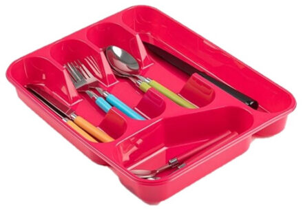 Bestekbak/bestekhouders 5-vaks rood L27 x B34 x H5 cm